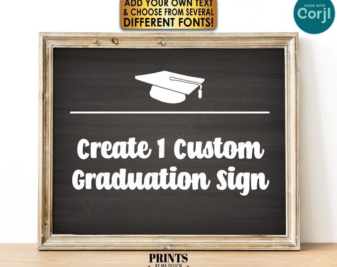 Editable Graduation Sign, Grad Party Decor, Choose Text, One Custom PRINTABLE 8x10” Landscape Chalkboard Style Sign <Edit Yourself w/Corjl>