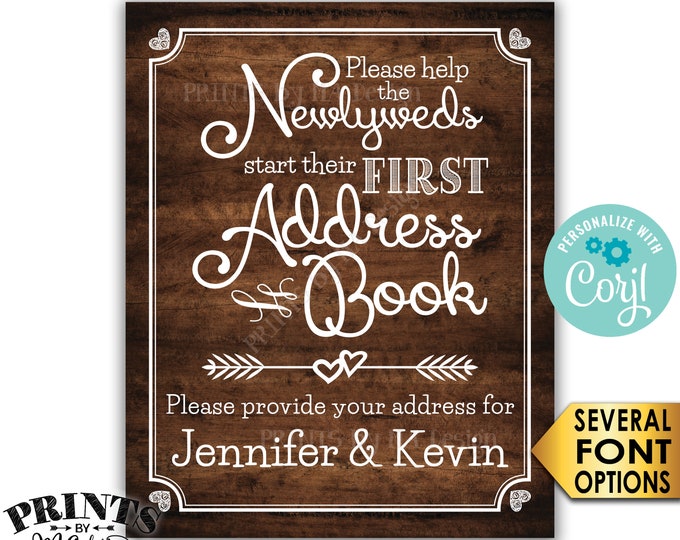 Wedding Address Book Sign, Ask Guests for their Address, PRINTABLE 8x10/16x20” Rustic Wood Style Wedding Sign <Edit Yourself with Corjl>