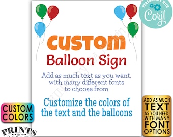 Editable Balloons Sign, One Custom PRINTABLE 8x10/16x20” Portrait Balloon Sign, Birthday Retirement Graduation <Edit Yourself with Corjl>