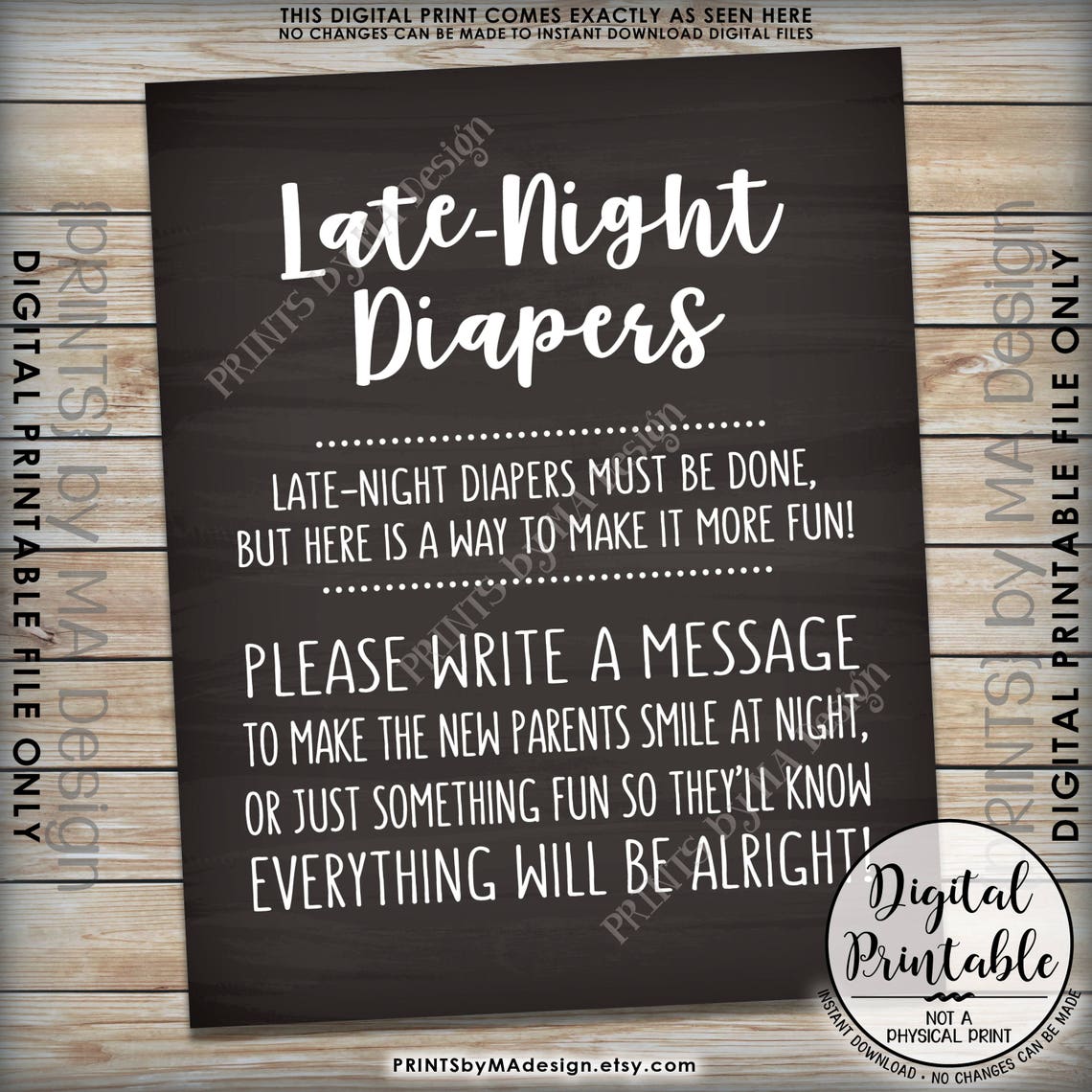 Late Night Diaper Sign LateNight Diapers Sign the Diaper Etsy