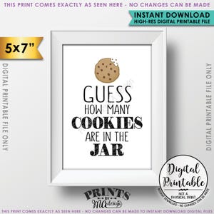 Raten Sie, wie viele Kekse im Glas sind, erraten Sie die Anzahl der Kekse, Cookie Ratespiel, Geburtstag, druckbarer sofortiger Download