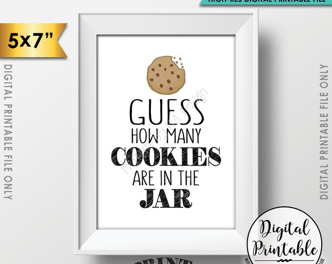 Guess How Many Cookies are in the Jar Sign, Guess the Number of Cookies, Cookie Guessing Game, Birthday, 5x7” Printable Instant Download