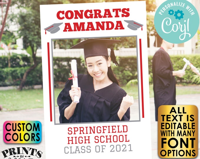 Graduation Photo Frame, High School Graduation Party Selfie Station, Custom PRINTABLE 24x36” Digital File <Edit Yourself with Corjl>