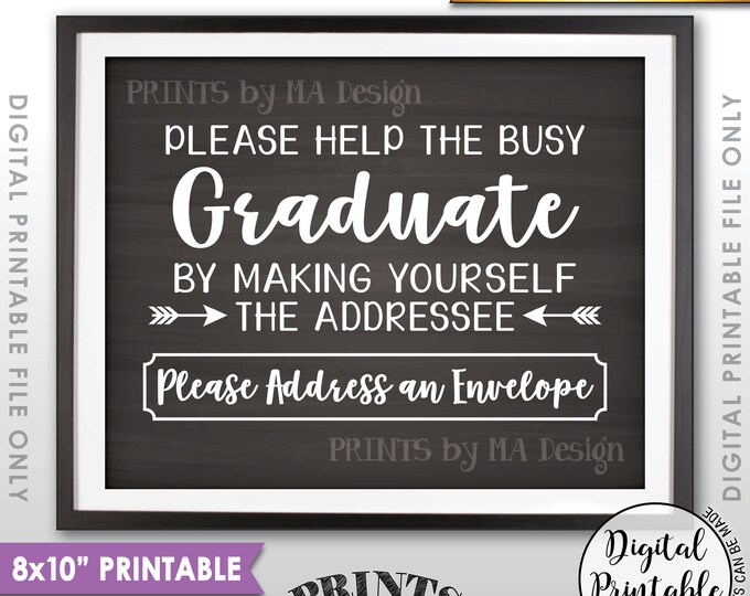 Address an Envelope Sign, Graduation Party, Graduate Address Your Own Thank You Card Envelope, PRINTABLE 8x10” Chalkboard Style Sign <ID>