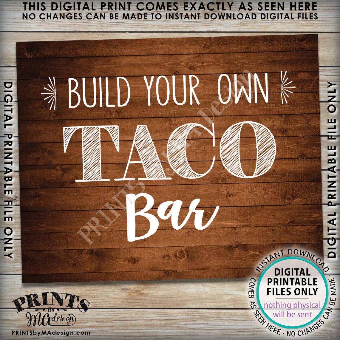 Taco Sign, Build Your Own Tacos, Mexican Fiesta Taco Bar Sign ...