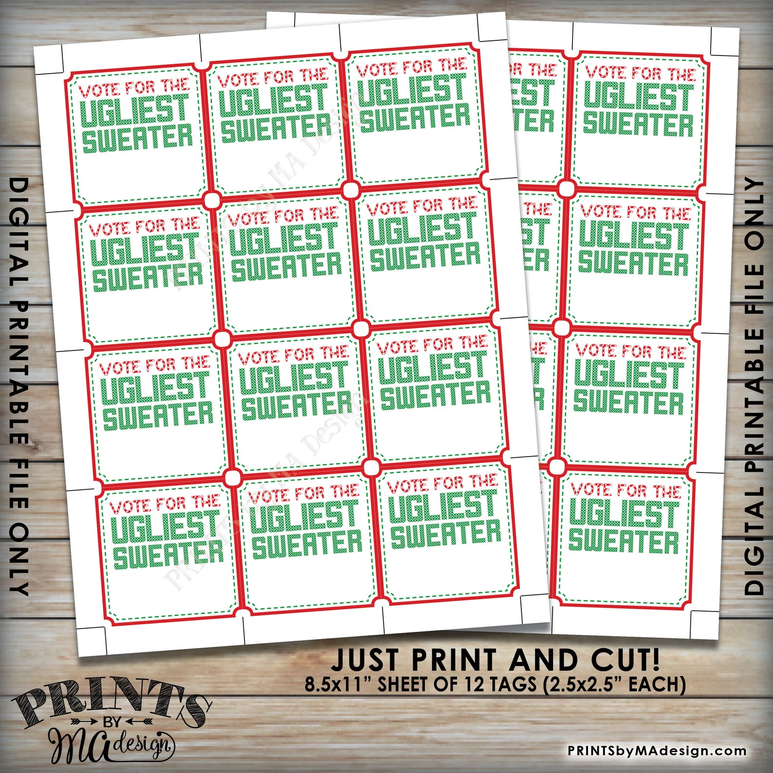 Ugly Sweater Party Voting Sign and Ballots Vote for the - Etsy