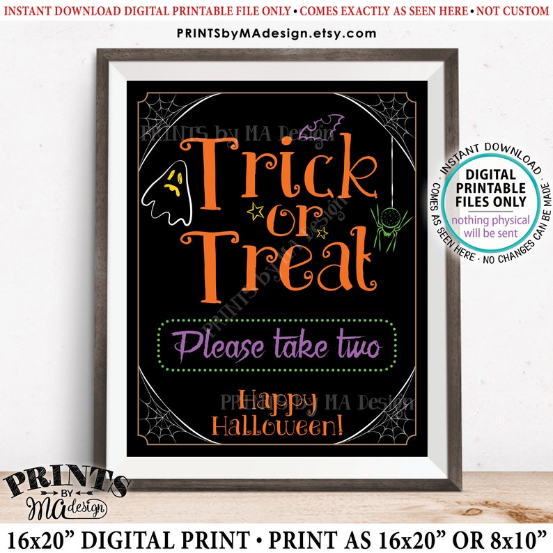 treat take sign please help trick candy yourself halloween printable printsbymadesign
