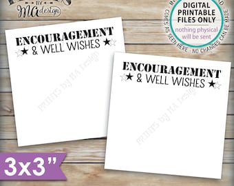 Military Encouragement and Well Wishes Card, Patriotic Boot Camp Send Off Wishes, 3x3" Cards on 8.5x11" PRINTABLE Sheet <ID>