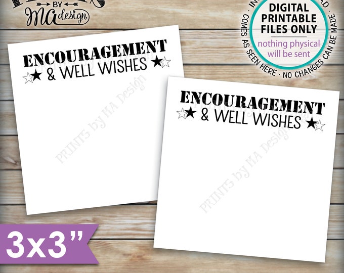 Military Encouragement and Well Wishes Card, Patriotic Boot Camp Send Off Wishes, 3x3" Cards on 8.5x11" PRINTABLE Sheet <ID>