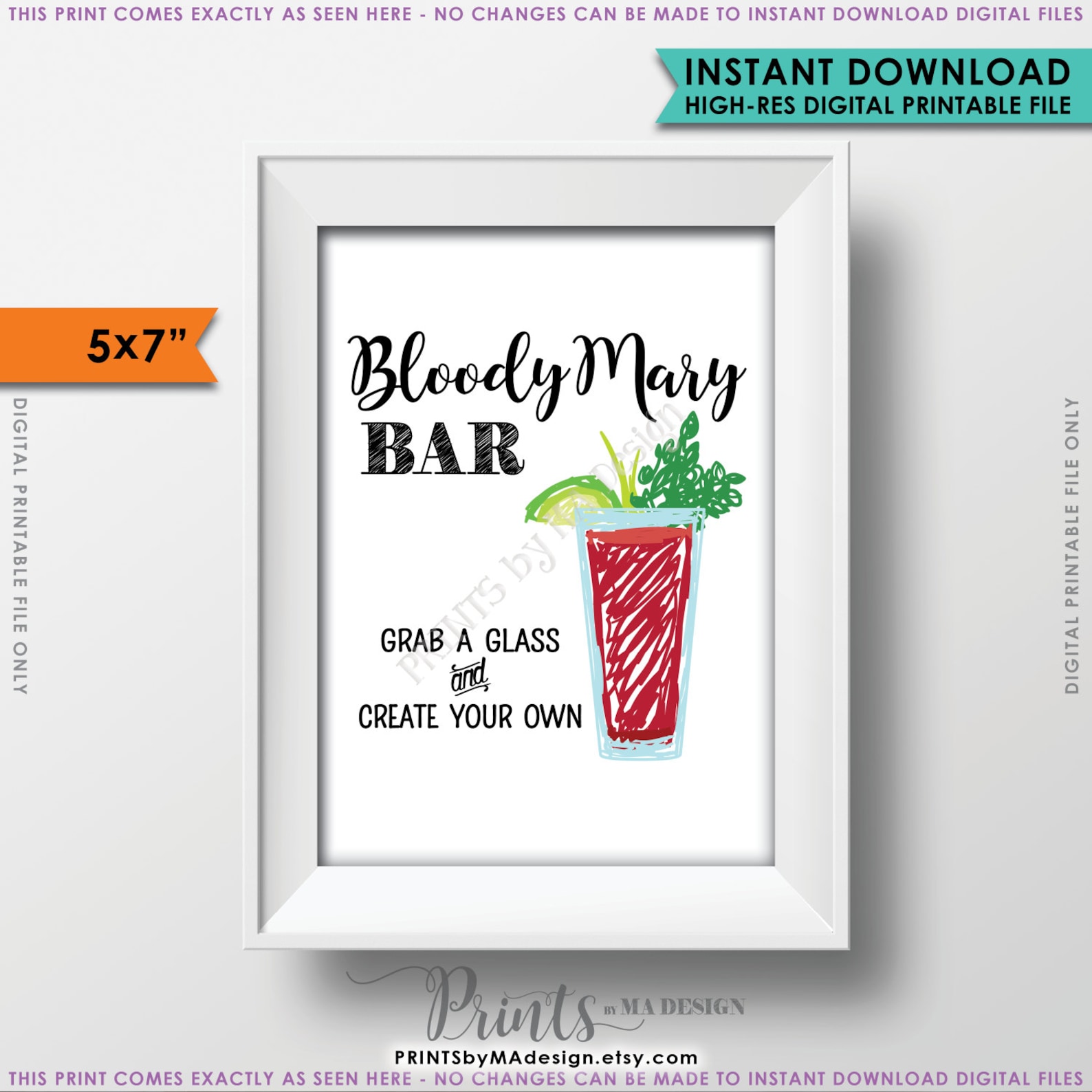 Bloody Mary Bar Sign Create Your Own Bloody Mary Wedding Etsy