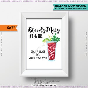 Bloody Mary Bar Sign, Create Your Own Bloody Mary, Wedding Bridal ...