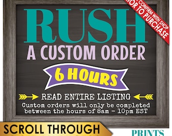 6 hour Rush for a Custom Order, Must contact the shop PRIOR to purchase, Not Valid without Confirmation, Shop Operates between 8am-10pm EST