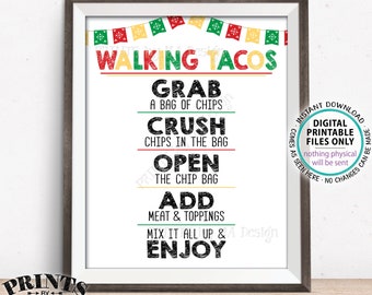 Walking Tacos Sign, Taco Bar Sign, Cinco de Mayo Fiesta, PRINTABLE 8x10/16x20” Taco Sign <ID>