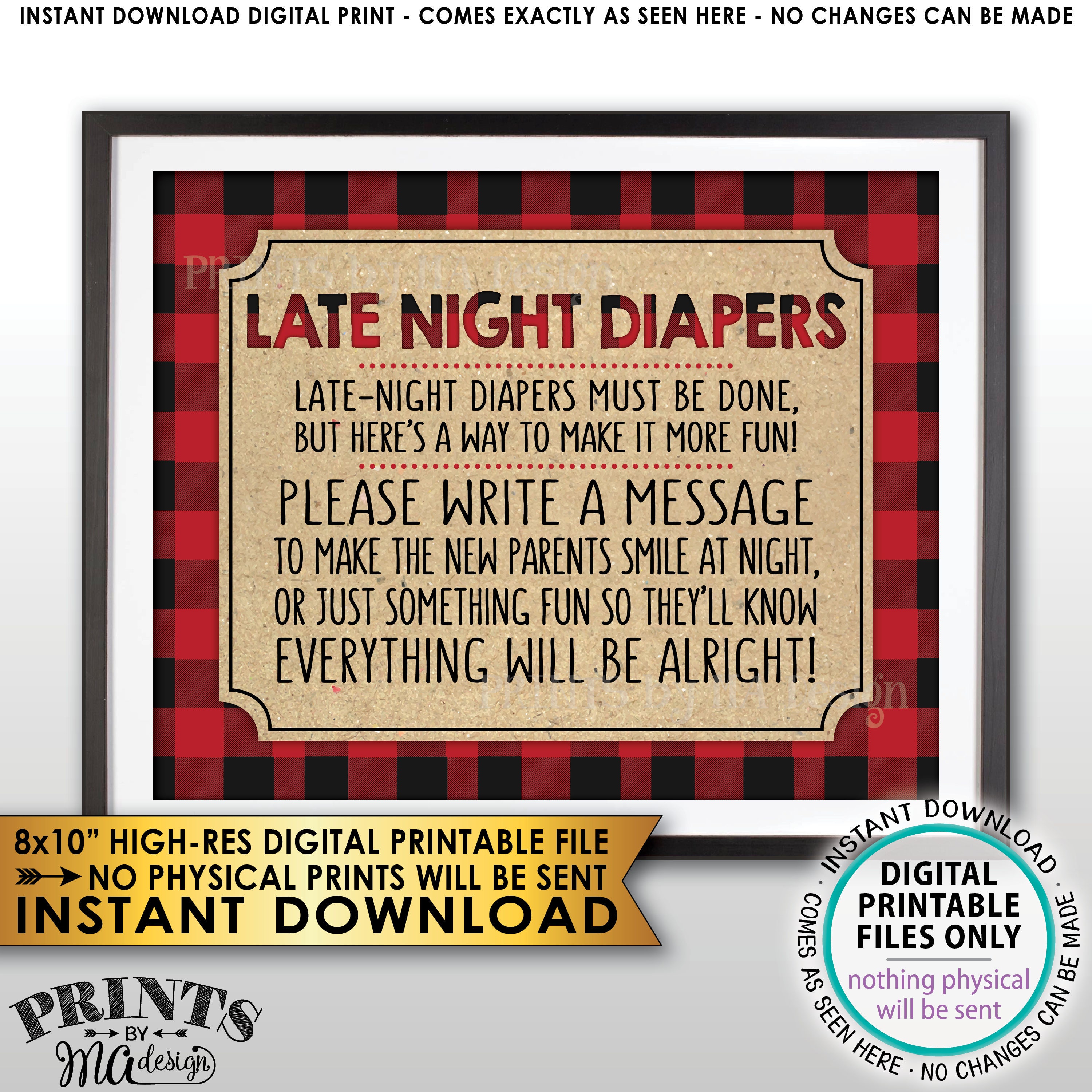 Late Night Diaper Sign, Lumberjack LateNight Diapers Sign the Diaper