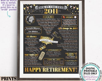 Back in the Year 2011 Retirement Party Poster Board, Flashback to 2011 Sign, PRINTABLE 16x20” Retirement Party Decoration <ID>