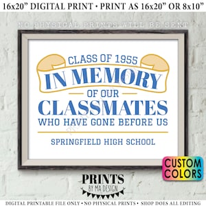 In Memory Sign for Reunion Memorial, PRINTABLE 8x10/16x20” Sign, In Memoriam of the Classmates Who Have Gone Before Us, Deceased Memorial