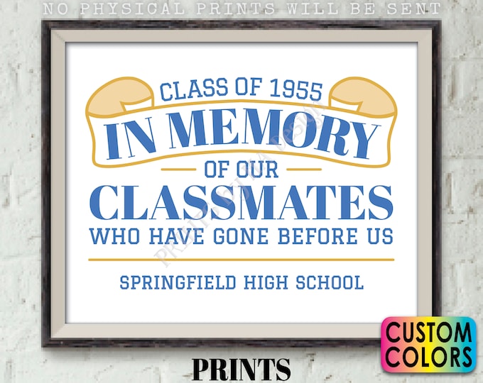 In Memory Sign for Reunion Memorial, PRINTABLE 8x10/16x20” Sign, In Memoriam of the Classmates Who Have Gone Before Us, Deceased Memorial