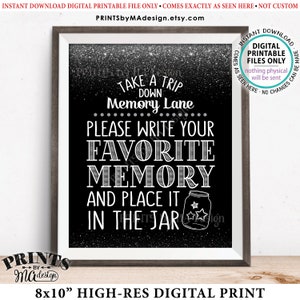 Share a Memory Sign, Take a Trip Down Memory Lane and Share a Favorite Memory, Birthday, Graduation, Retirement, PRINTABLE 8x10” Sign <ID>