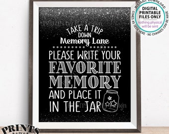 Share a Memory Sign, Take a Trip Down Memory Lane and Share a Favorite Memory, Birthday, Graduation, Retirement, PRINTABLE 8x10” Sign <ID>