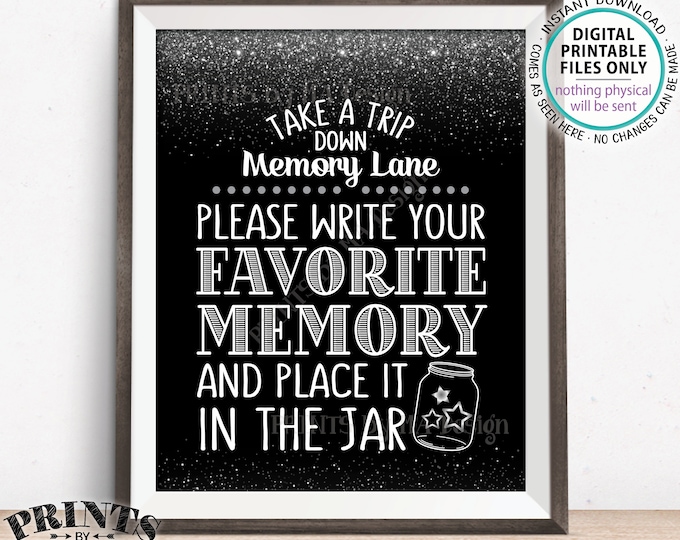 Share a Memory Sign, Take a Trip Down Memory Lane and Share a Favorite Memory, Birthday, Graduation, Retirement, PRINTABLE 8x10” Sign <ID>