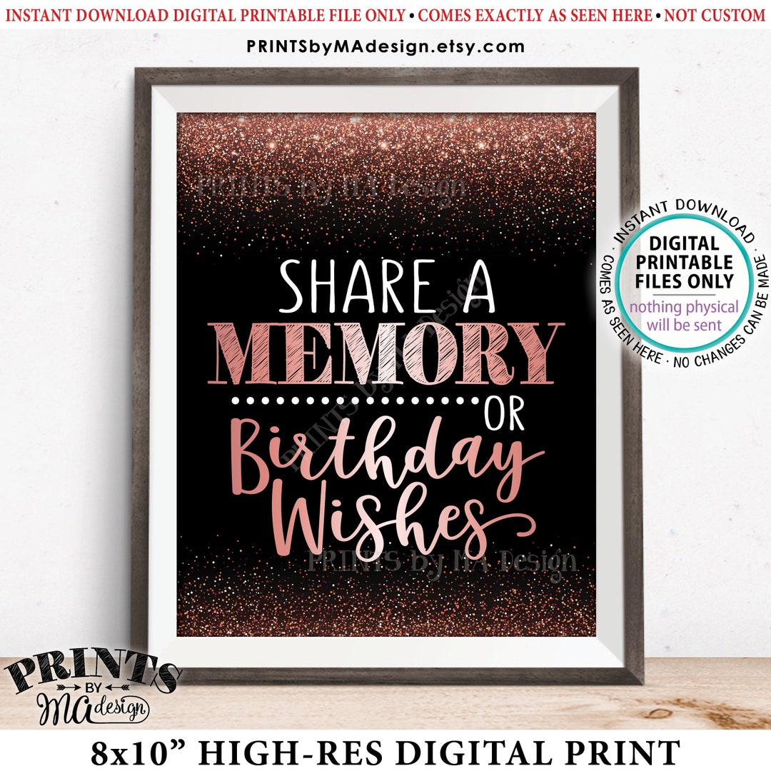 Share a Memory or Birthday Wishes Sign, Birthday Wish, Memories Sign ...