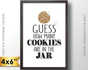 Guess How Many Cookies are in the Jar Sign, Guess the Number of Cookies, Cookie Guessing Game, PRINTABLE 4x6” Digital File <ID>