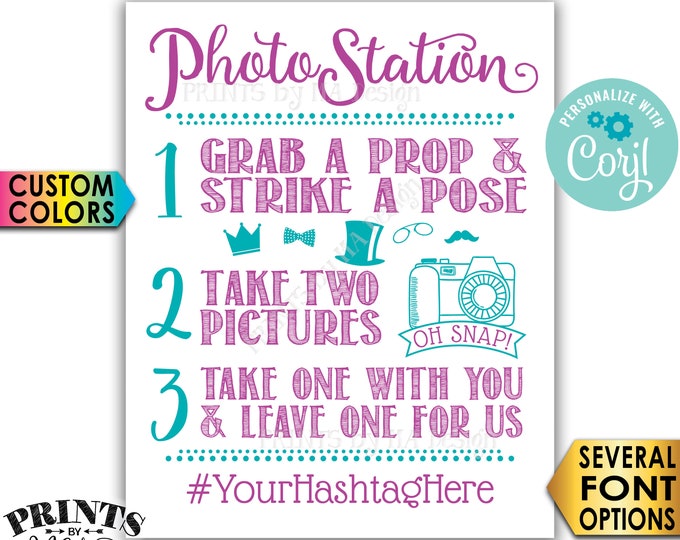 Photo Station Sign, Take 2 Pictures, Take 1 Home & Leave One For Us, Custom Colors, PRINTABLE 8x10/16x20” Sign <Edit Yourself with Corjl>