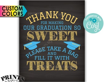 Thank You for Making Our Graduation so Sweet Please take a Bag and Fill it with Treats, PRINTABLE 8x10" Sign <Edit Yourself with Corjl>