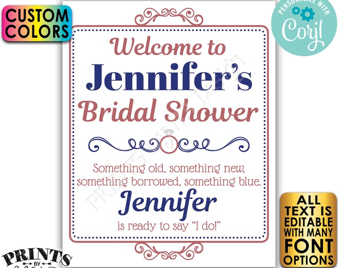 Bridal Shower Welcome Sign, Editable Bridal Shower Decor, Custom PRINTABLE 8x10/16x20” Sign <Edit Yourself w/Corjl>