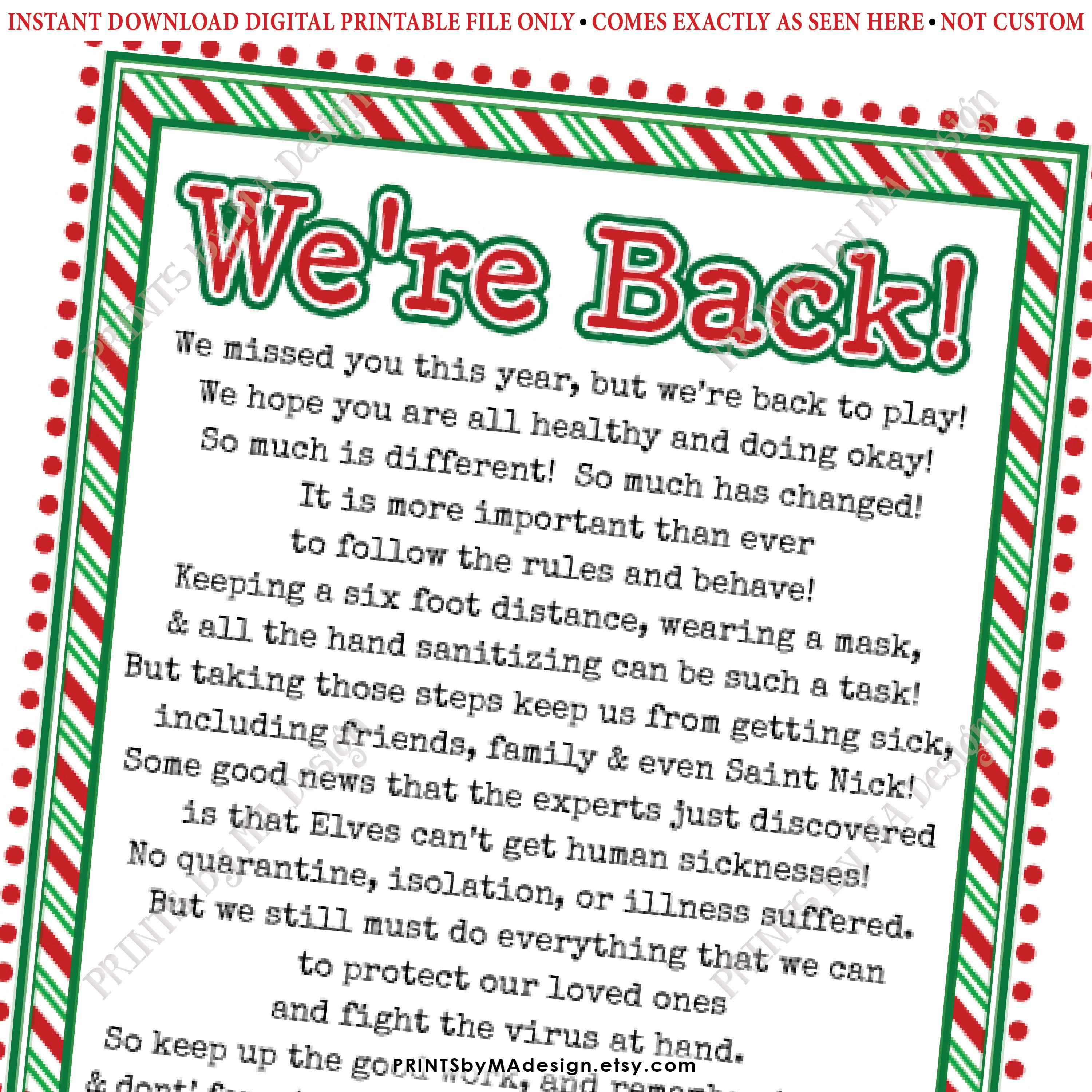 Elf Welcome Back Letter Printable