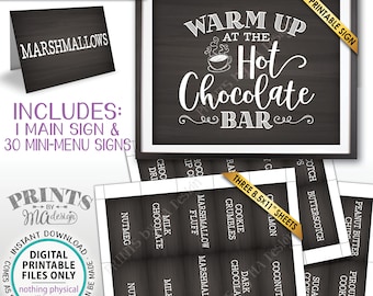 Hot Chocolate Bar Kit, Build Your Own Hot Cocoa Ingredients Labels, Winter, Fall, Instant Download Chalkboard Style PRINTABLE Sign & Labels