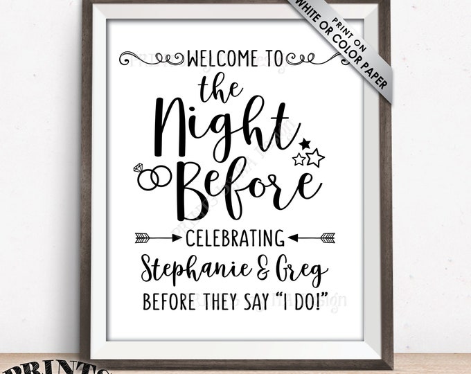 The Night Before Sign, Welcome to the Night Before Sign, Wedding Rehearsal Dinner Sign, Custom PRINTABLE 8x10/16x20” Wedding Rehearsal Sign