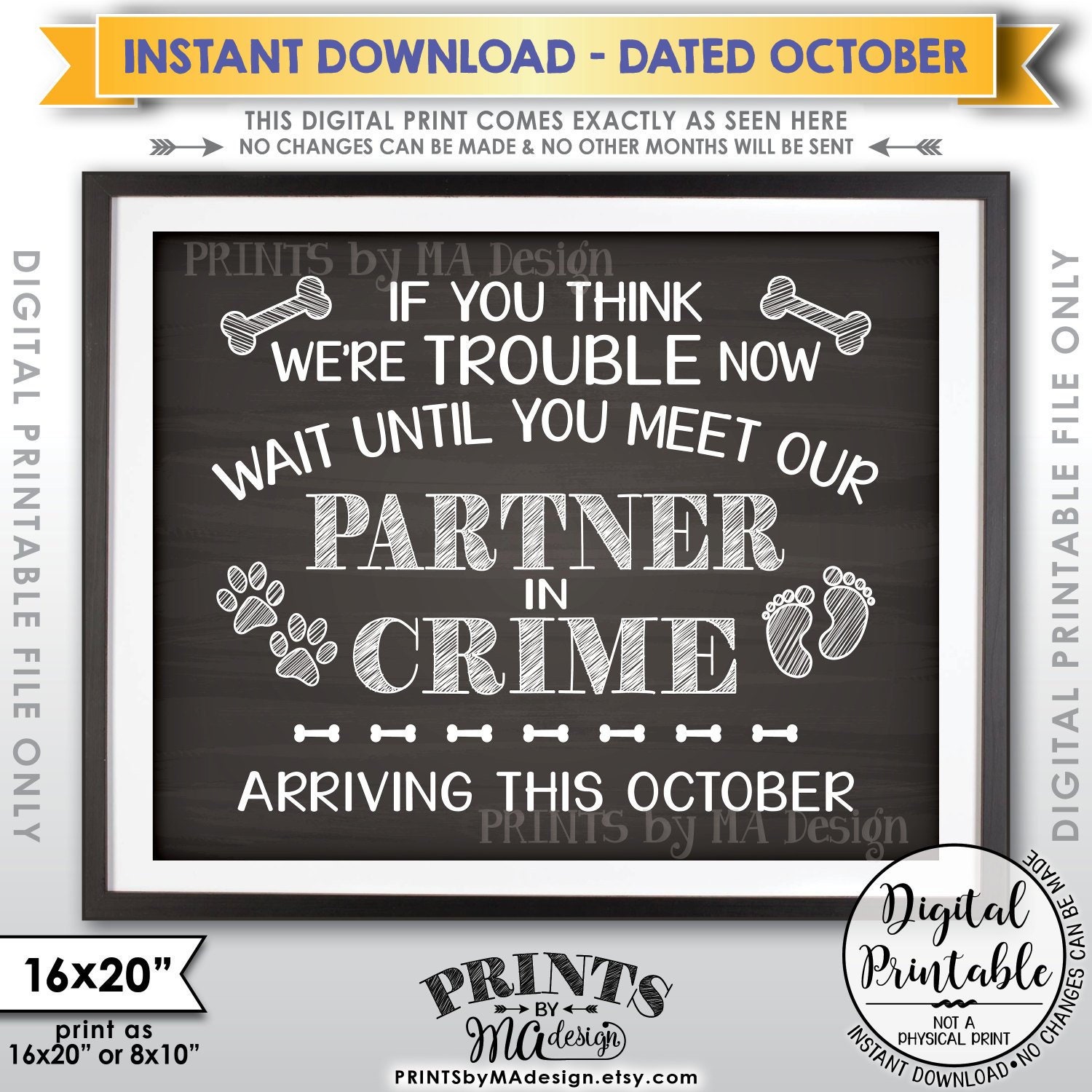 Dog Pregnancy Announcement Sign Partners Meet Our Partner In Crime Dog Pregnancy Announcement Sign Partners Meet Our Partner In Crime