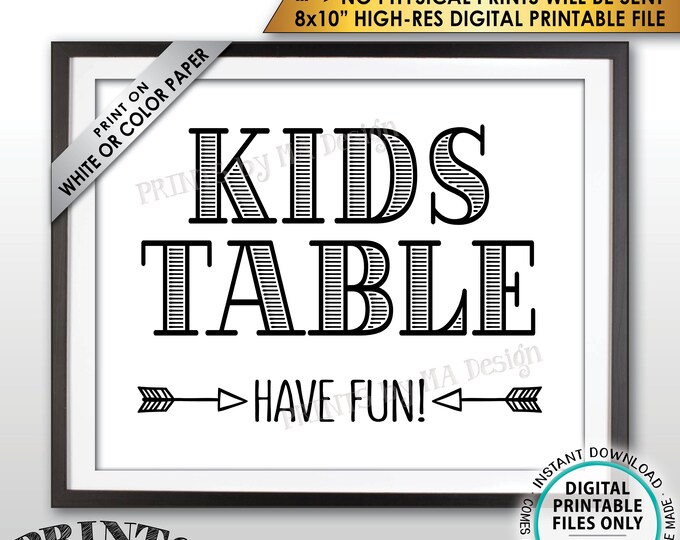 Kids Table Sign, Have Fun Wedding Reception Activities for Kids Table Sign, PRINTABLE 8x10” Instant Download Wedding Sign, Kids Corner Sign