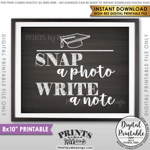 Snap a Photo and Write a Note Sign, Take a Photo. Graduation Party Decorations, Reunion, 8x10” Chalkboard Style Printable Instant Download