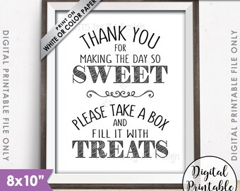 Thank You for Making the Day so Sweet Please take a Box and fill it with Treats, Take a Treat Sweet Treats, 8x10” Printable Instant Download