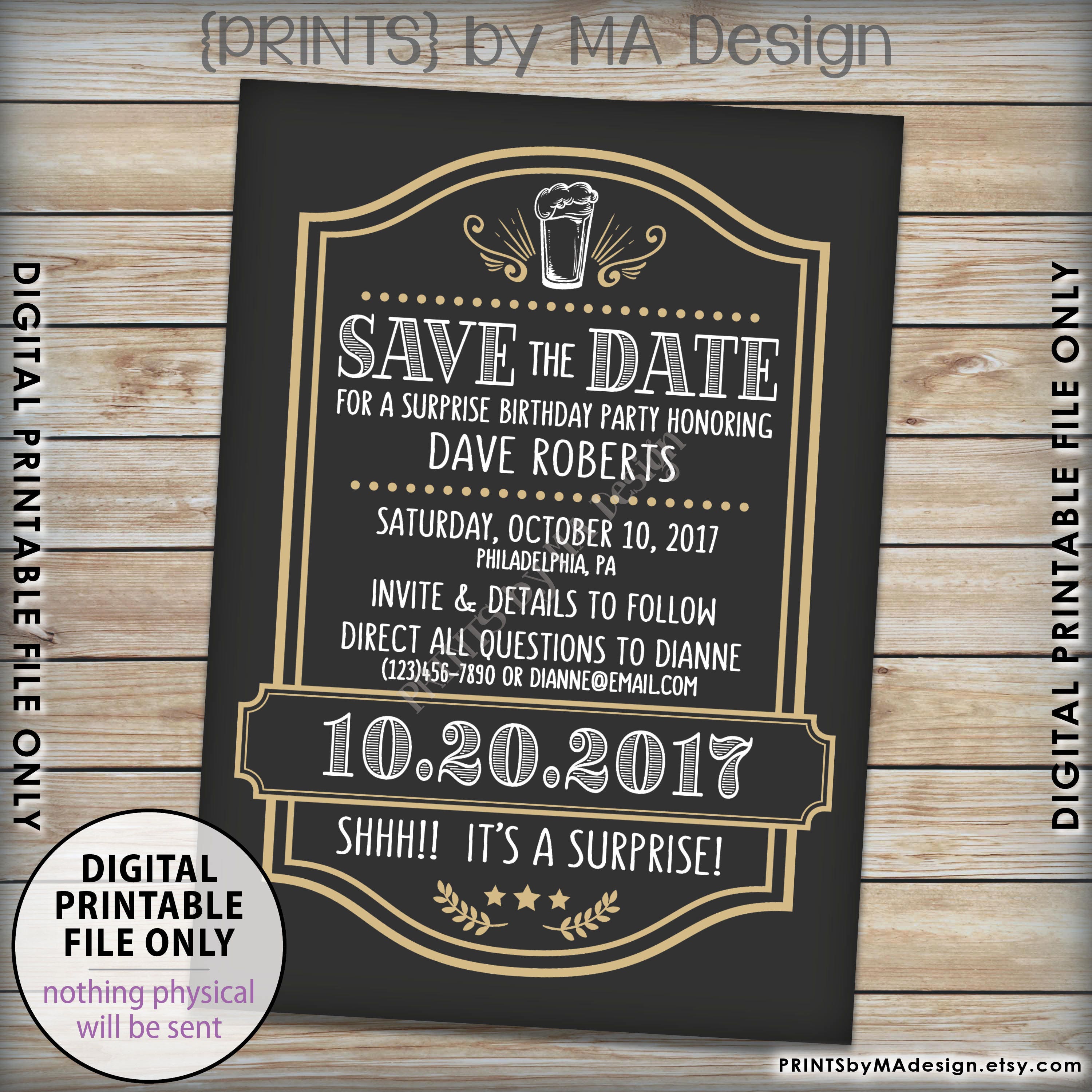 cheers and beers birthday inviation save the date gold birthday