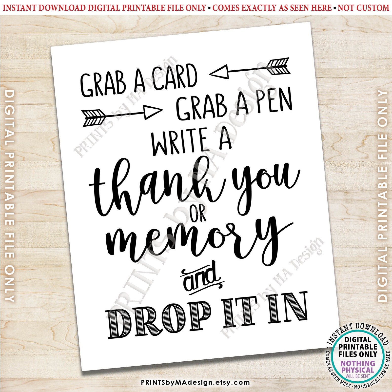 Grab a Card Grab a Pen Write a Thank You or Memory and Drop It In ...