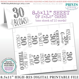 30 Geburtstags-Schilder, Schokoriegel, 30 Sucks Blows Rocks Sweet, Kiss 20s Goodbye, druckbares 8,5x11 Zoll Blatt <ID>