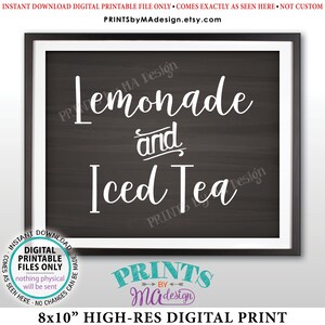 Lemonade & Iced Tea Sign, Ice Tea and Lemonade, Non-Alcoholic Drinks Sign, Beverage Station, PRINTABLE 8x10” Chalkboard Style Sign &lt;ID&gt;