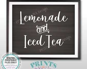 Lemonade & Iced Tea Sign, Ice Tea and Lemonade, Non-Alcoholic Drinks Sign, Beverage Station, PRINTABLE 8x10” Chalkboard Style Sign <ID>