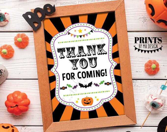 Thank You for Coming Sign, Halloween Party, Carnival Theme, Circus Decoration, PRINTABLE 5x7” Halloween Carnival Party Sign <ID>