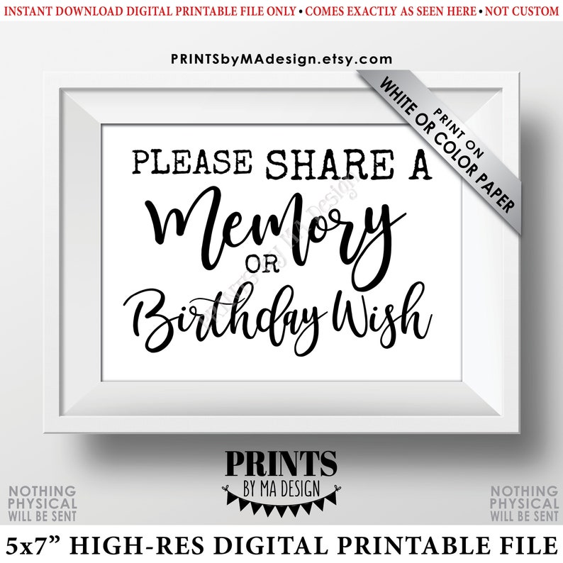 Share a Memory or Birthday Wish Sign Write a Memory Share - Etsy