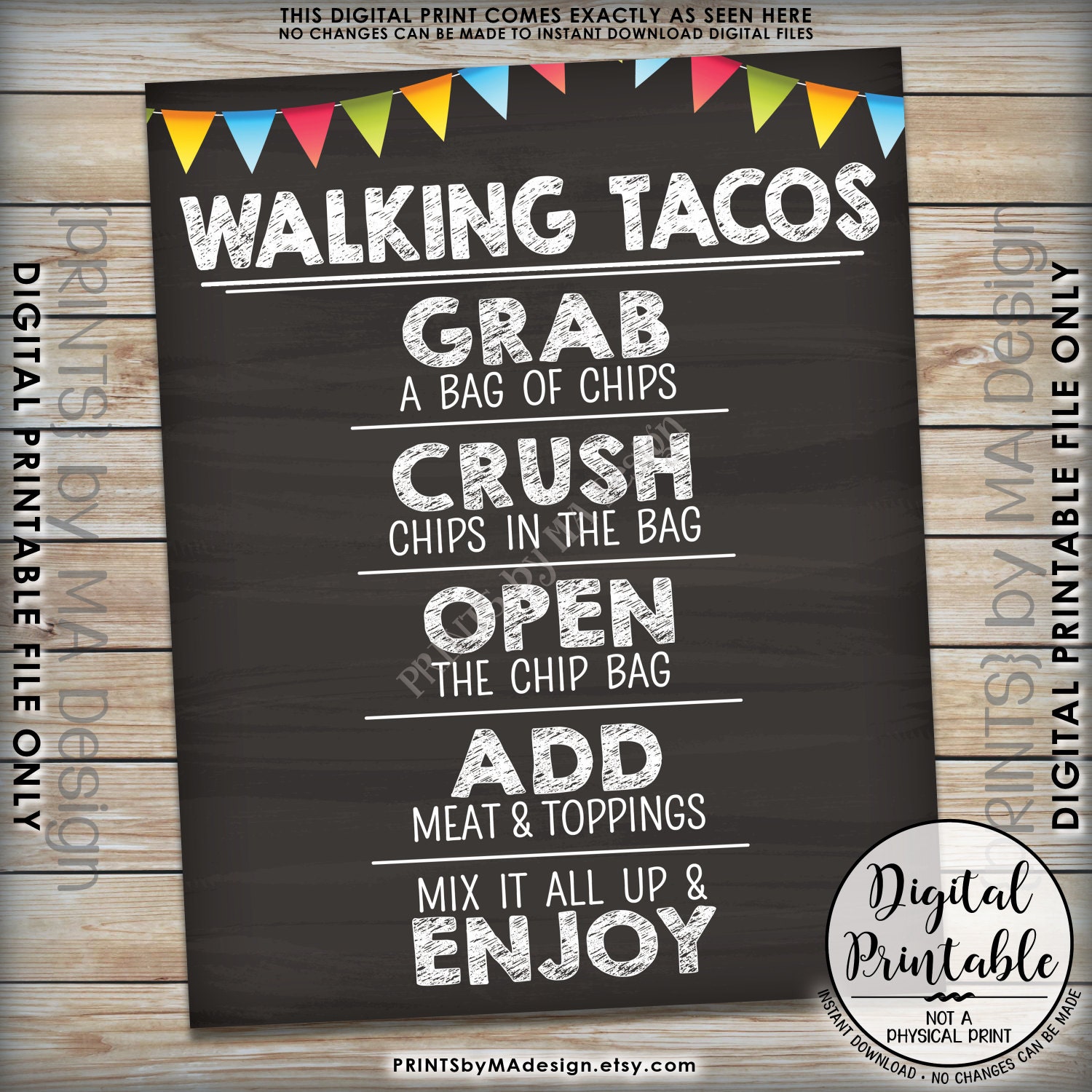 Walking Tacos Sign Taco Bar Taco Sign Fiesta Cinco De Mayo Etsy Australia