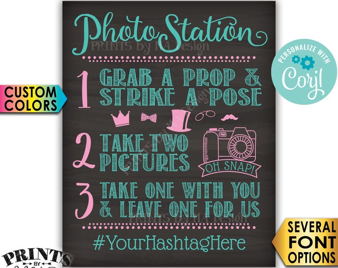 Photo Station Sign, Take 2 Pictures & Leave One For Us, Custom PRINTABLE 8x10/16x20” Chalkboard Style Sign <Edit Yourself with Corjl>