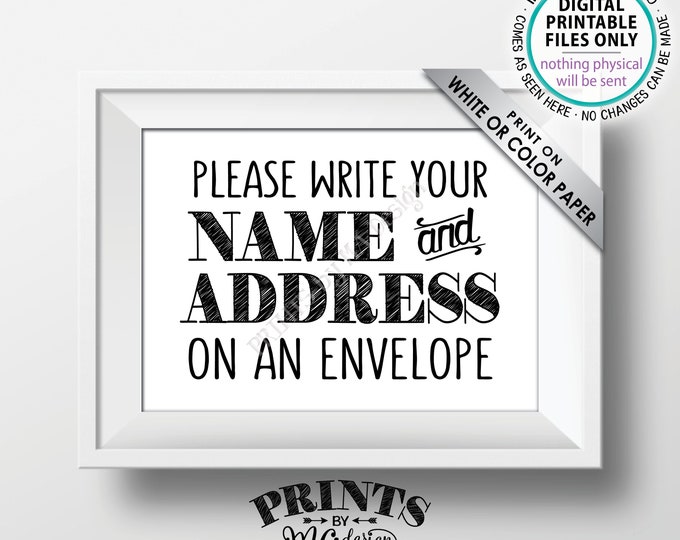 Address an Envelope Sign, Bridal Shower, Gaduation Party, Birthday Celebration, Retirement, Wedding, PRINTABLE 5x7” Addressee Sign <ID>