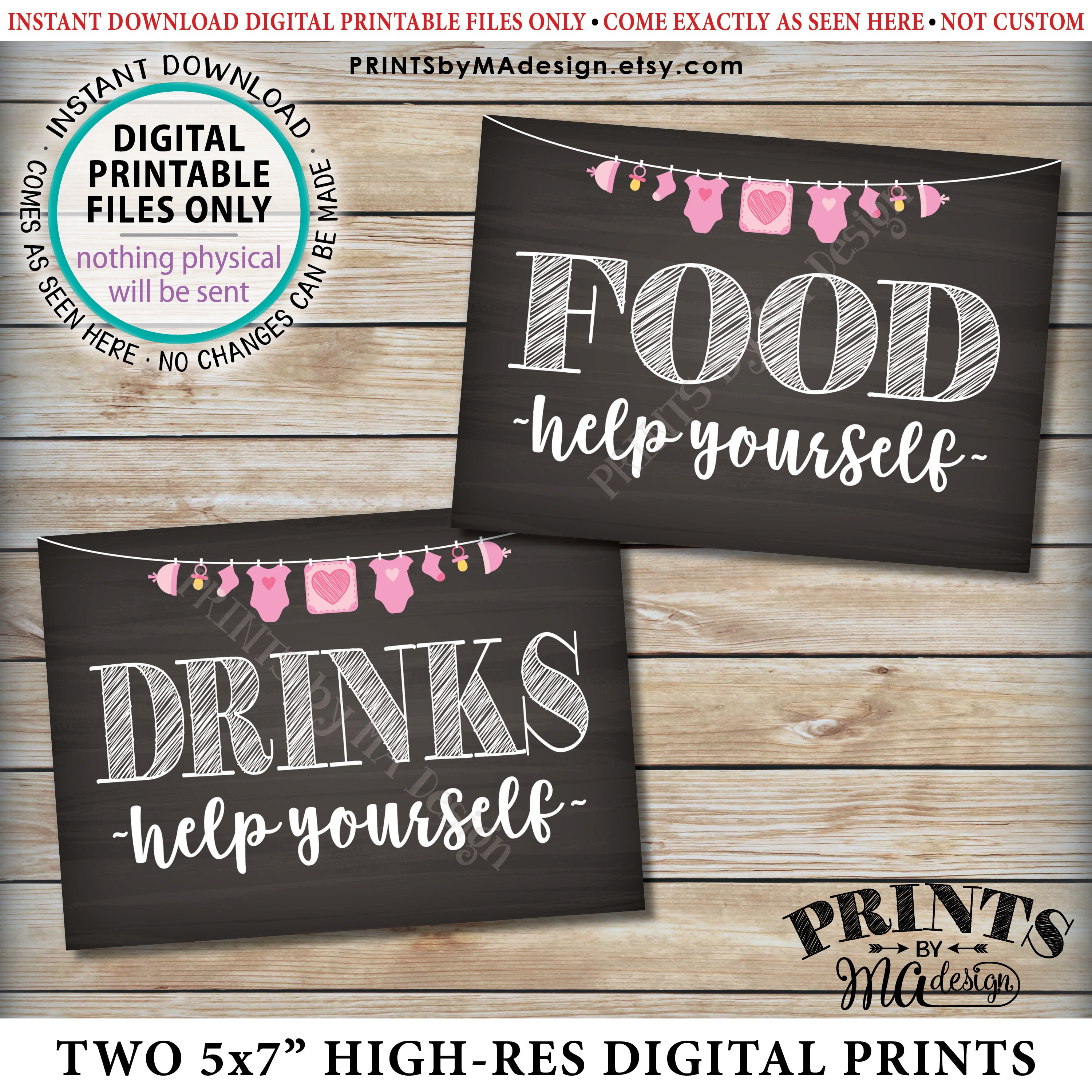 Food And Drinks Signs Help Yourself Buffet Baby Shower Food And Drinks Signs Help Yourself Buffet Baby Shower