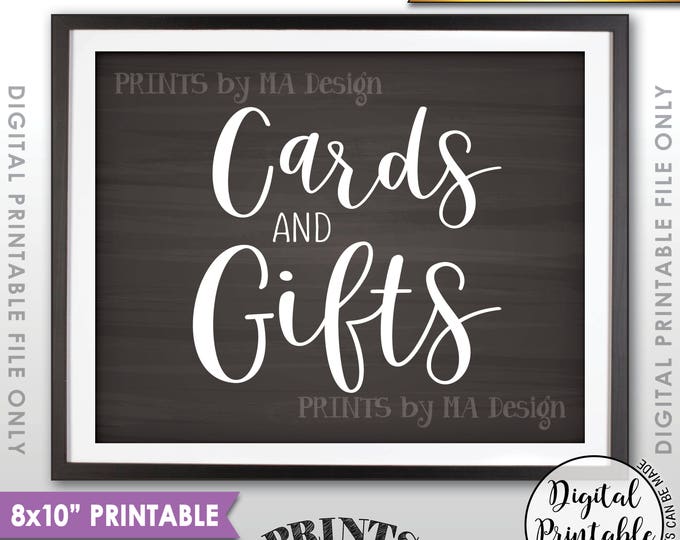 Cards and Gifts Sign, PRINTABLE 8x10” Chalkboard Style Gift Table Sign <ID>