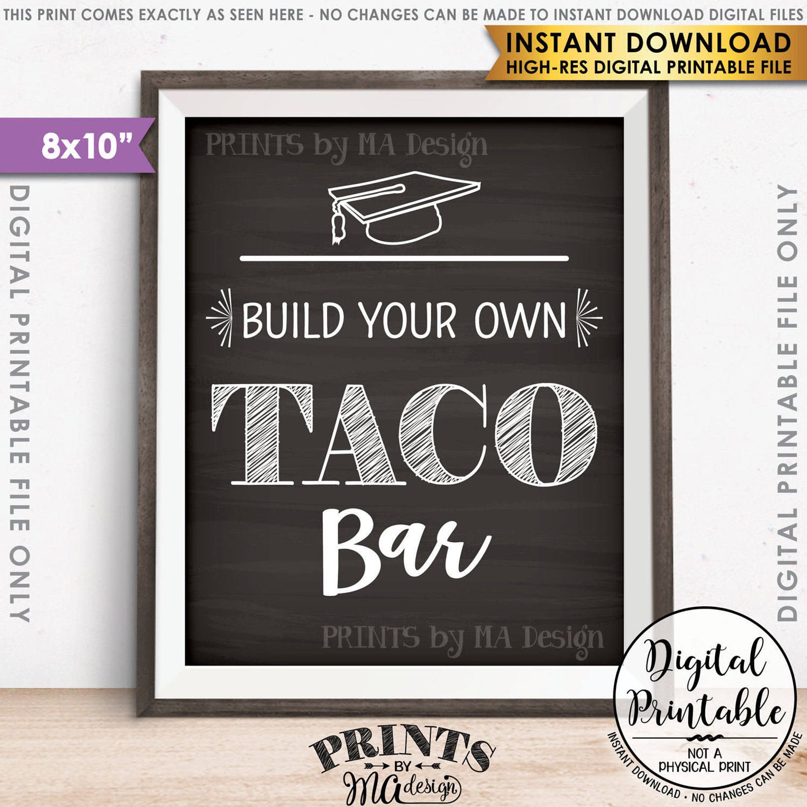 Taco Bar Sign Build Your Own Taco Sign Graduation Party | Etsy