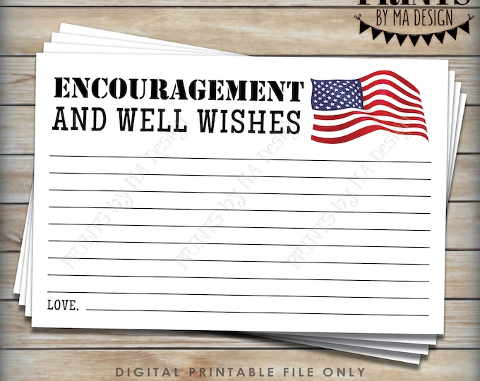 Military Encouragement and Well Wishes Card, Boot Camp Send Off, American Flag, Army Navy Marines Air Force, One PRINTABLE 4x6” Card <ID>